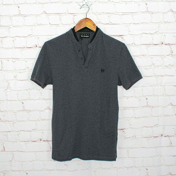The Kooples Men's Pique and leather trim Polo Shirt Gray Size XS - Picture 2 of 8